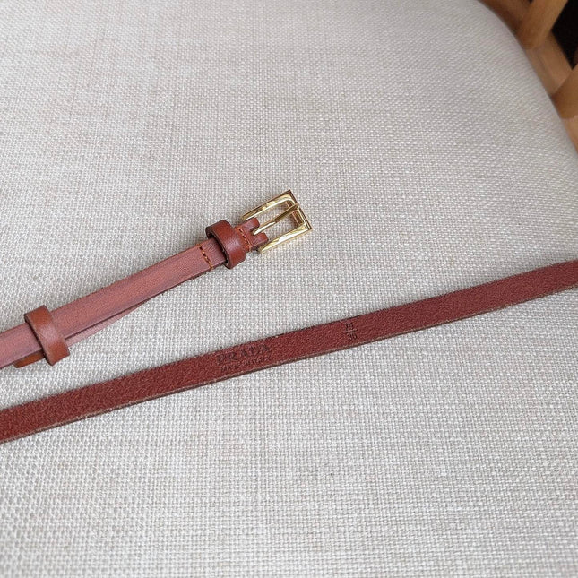 PRADA 25S BELT 10 MM IN REDDISH BROWN CALFSKIN 598369