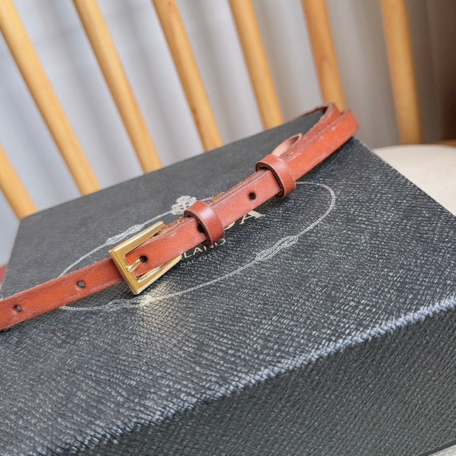 PRADA 25S BELT 10 MM IN REDDISH BROWN CALFSKIN 598369