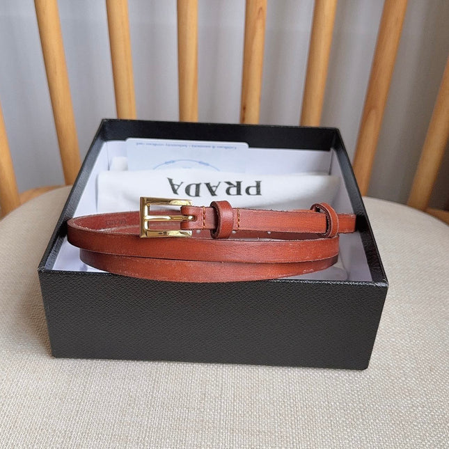 PRADA 25S BELT 10 MM IN REDDISH BROWN CALFSKIN 598369