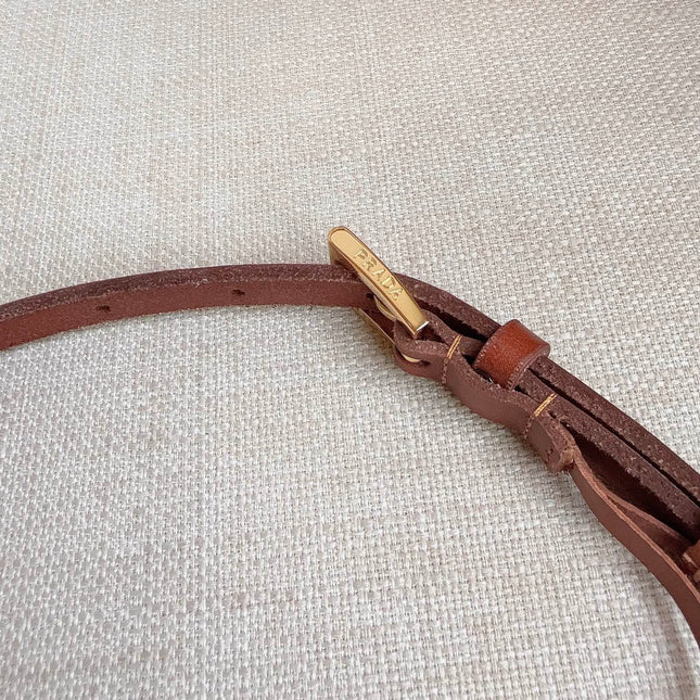 PRADA 25S BELT 10 MM IN REDDISH BROWN CALFSKIN 598369