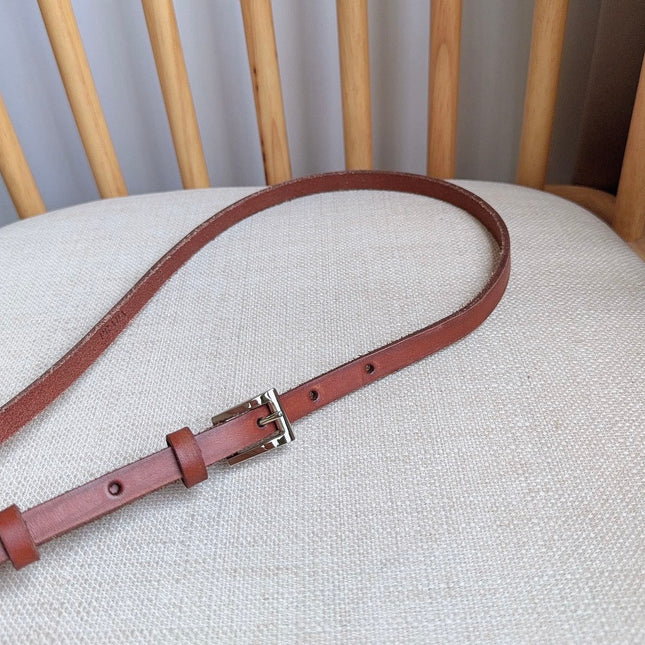 PRADA 25S BELT 10 MM IN REDDISH BROWN CALFSKIN 598370