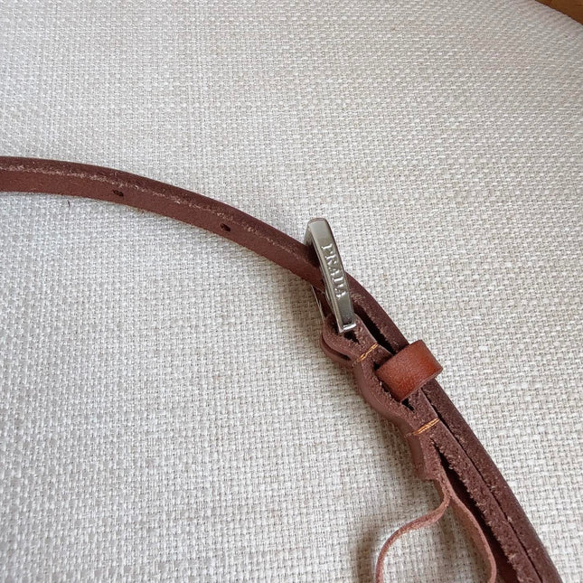 PRADA 25S BELT 10 MM IN REDDISH BROWN CALFSKIN 598370