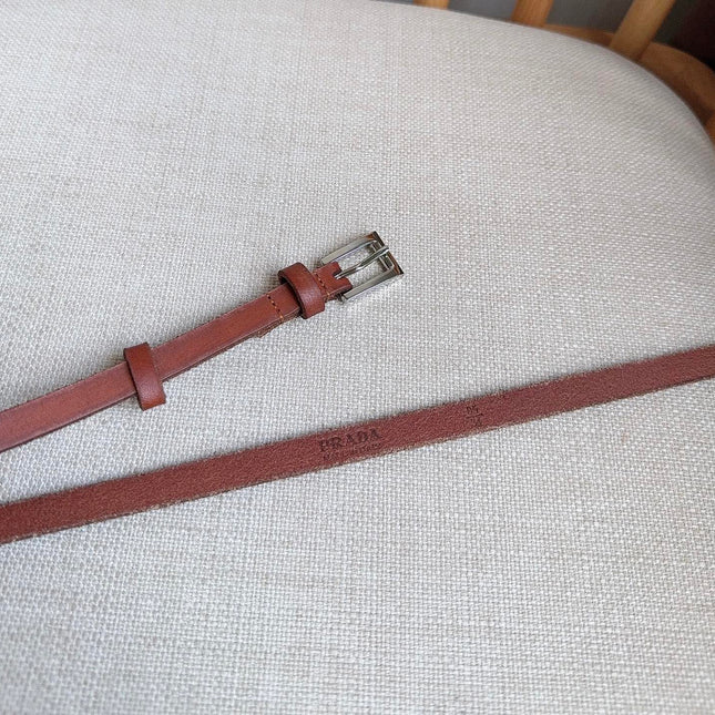 PRADA 25S BELT 10 MM IN REDDISH BROWN CALFSKIN 598370