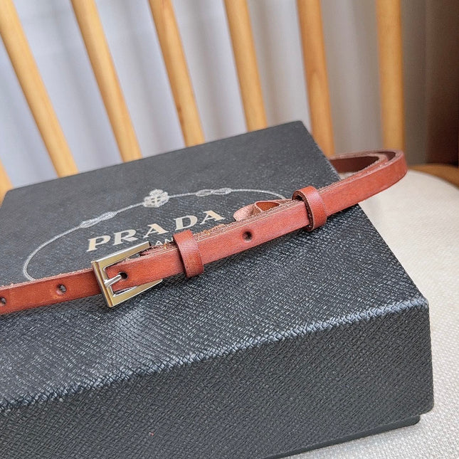 PRADA 25S BELT 10 MM IN REDDISH BROWN CALFSKIN 598370