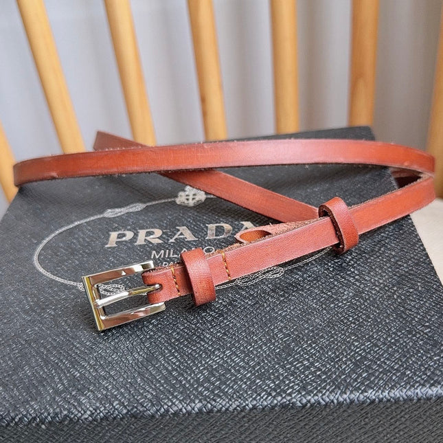 PRADA 25S BELT 10 MM IN REDDISH BROWN CALFSKIN 598370
