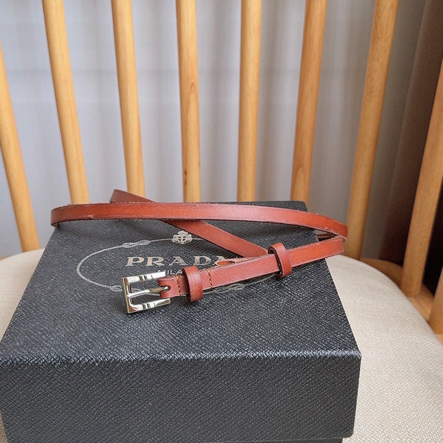 PRADA 25S BELT 10 MM IN REDDISH BROWN CALFSKIN 598370