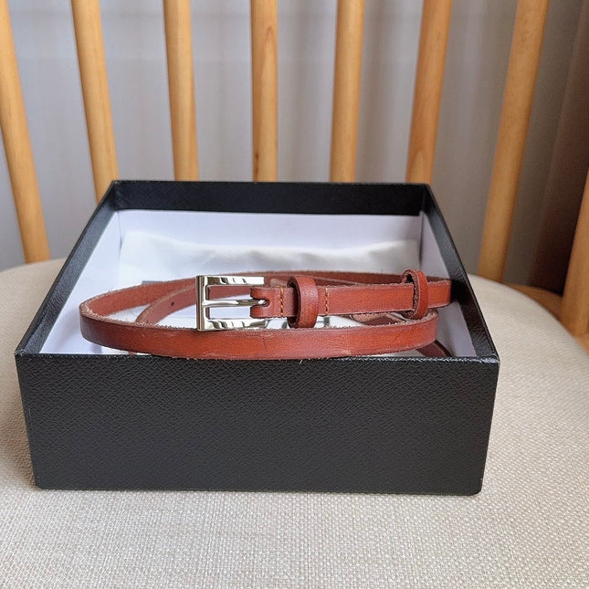 PRADA 25S BELT 10 MM IN REDDISH BROWN CALFSKIN 598370