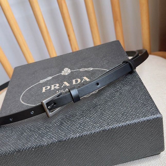 PRADA 25S BELT 10 MM IN BLACK CALFSKIN 598371