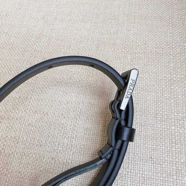 PRADA 25S BELT 10 MM IN BLACK CALFSKIN 598371