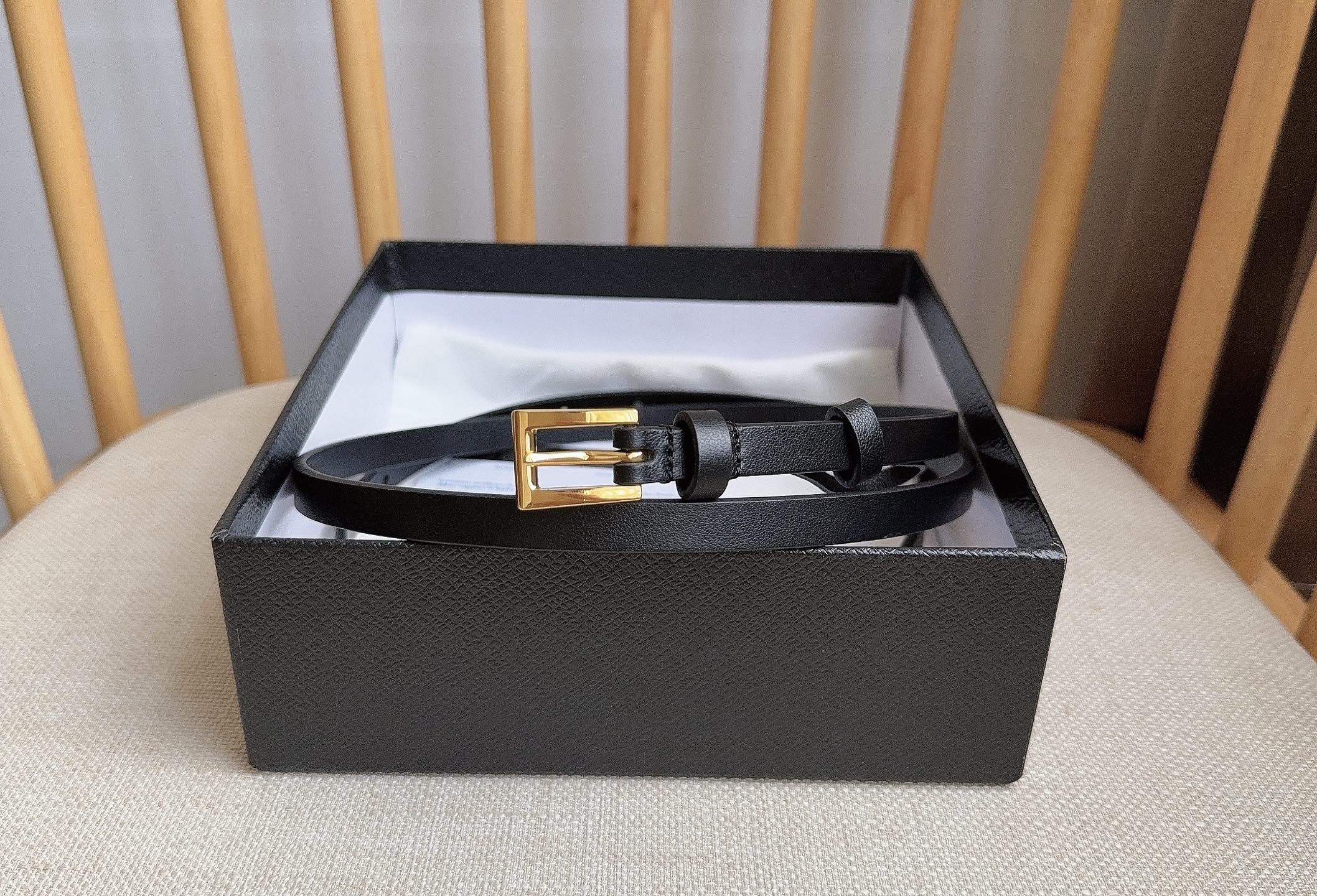 PRADA 26S BELT 10 MM IN BLACK CALFSKIN 661495