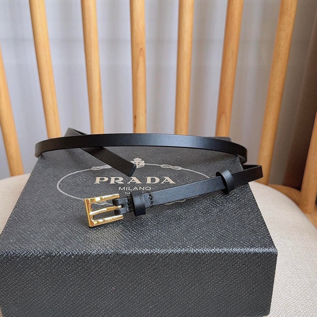 PRADA 25S BELT 10 MM IN BLACK CALFSKIN 598372