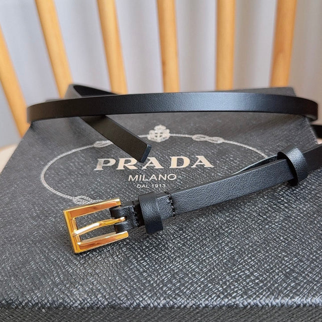 PRADA 25S BELT 10 MM IN BLACK CALFSKIN 598372