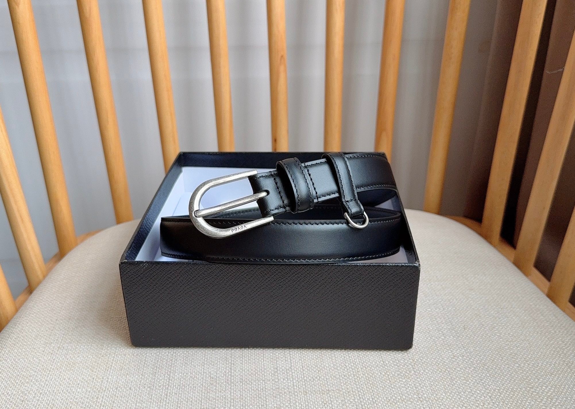 PRADA 26S BELT 25 MM IN BLACK CALFSKIN 658537