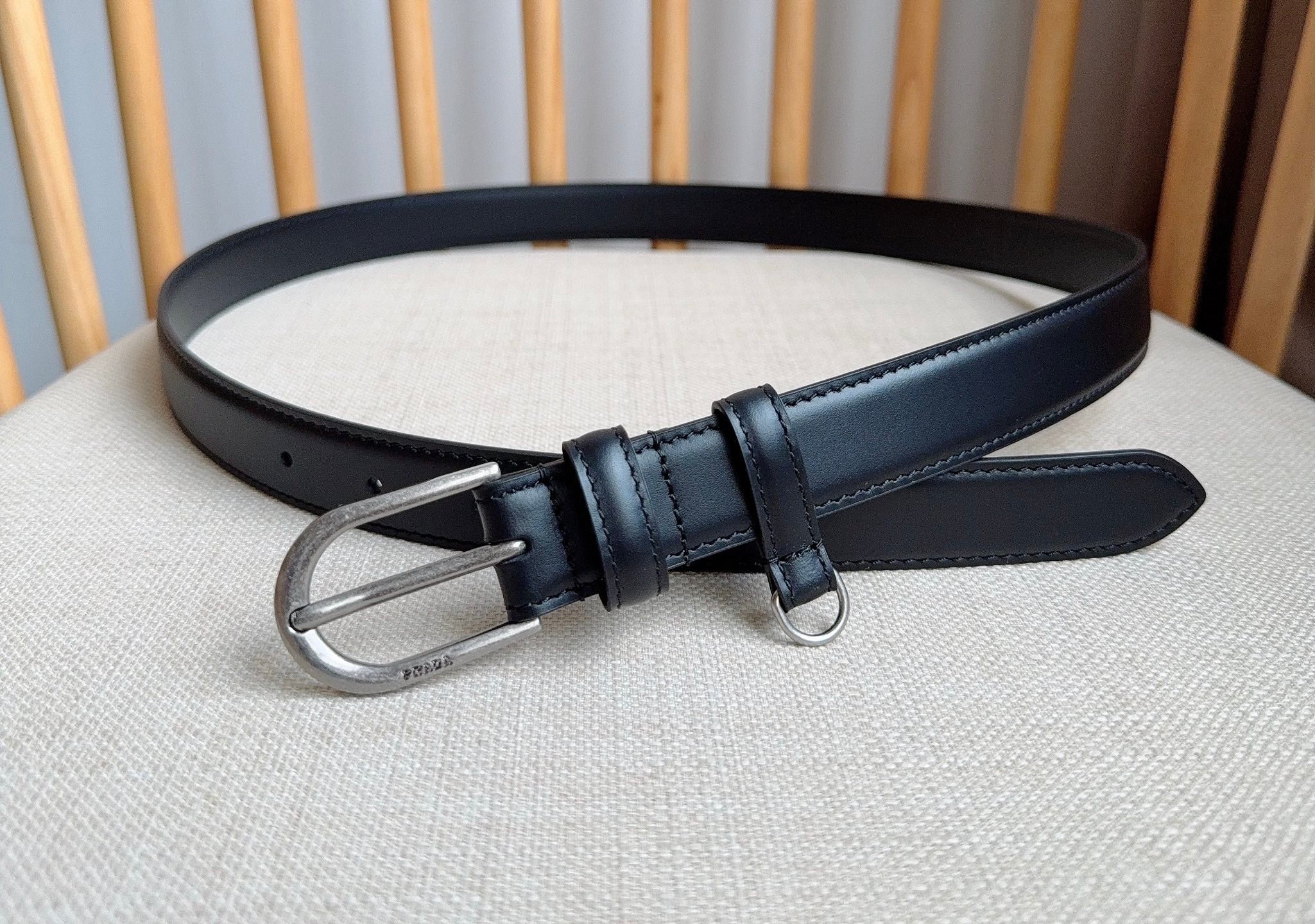 PRADA 26S BELT 25 MM IN BLACK CALFSKIN 658537