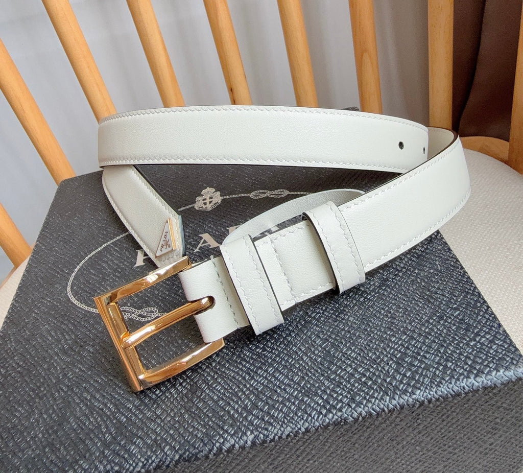 PRADA 26S BELT 25 MM IN WHITE CALFSKIN 658570