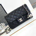 CC SMALL 20 FLAP BAG IN BLACK CALFSKIN