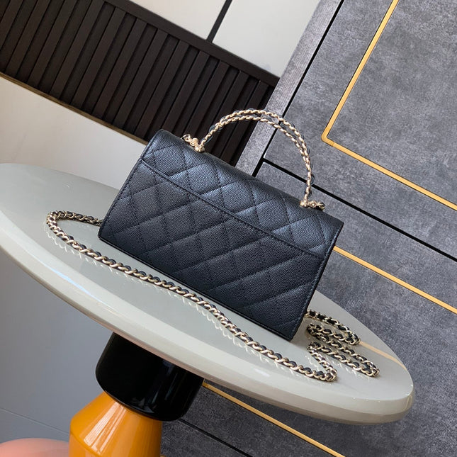 CHANEL 25S KELLY BAG 18 IN BLACK CAVIAR LEATHER WITH GOLD HARDWARE