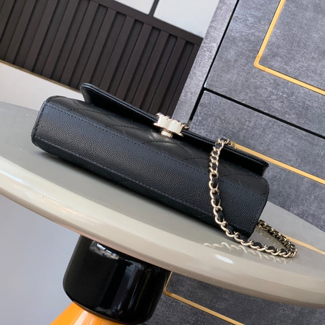 CHANEL 25S KELLY BAG 18 IN BLACK CAVIAR LEATHER WITH GOLD HARDWARE