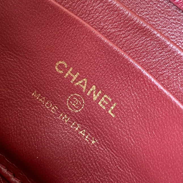 CHANEL 25S KELLY BAG 18 IN DARK RED CAVIAR LEATHER WITH GOLD HARDWARE