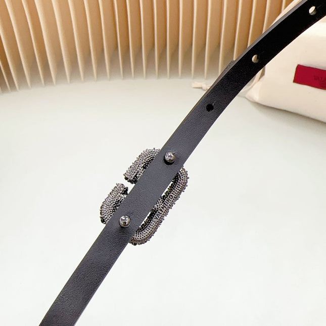 VL Belt 8mm Buckle Black Diamond Leather Black