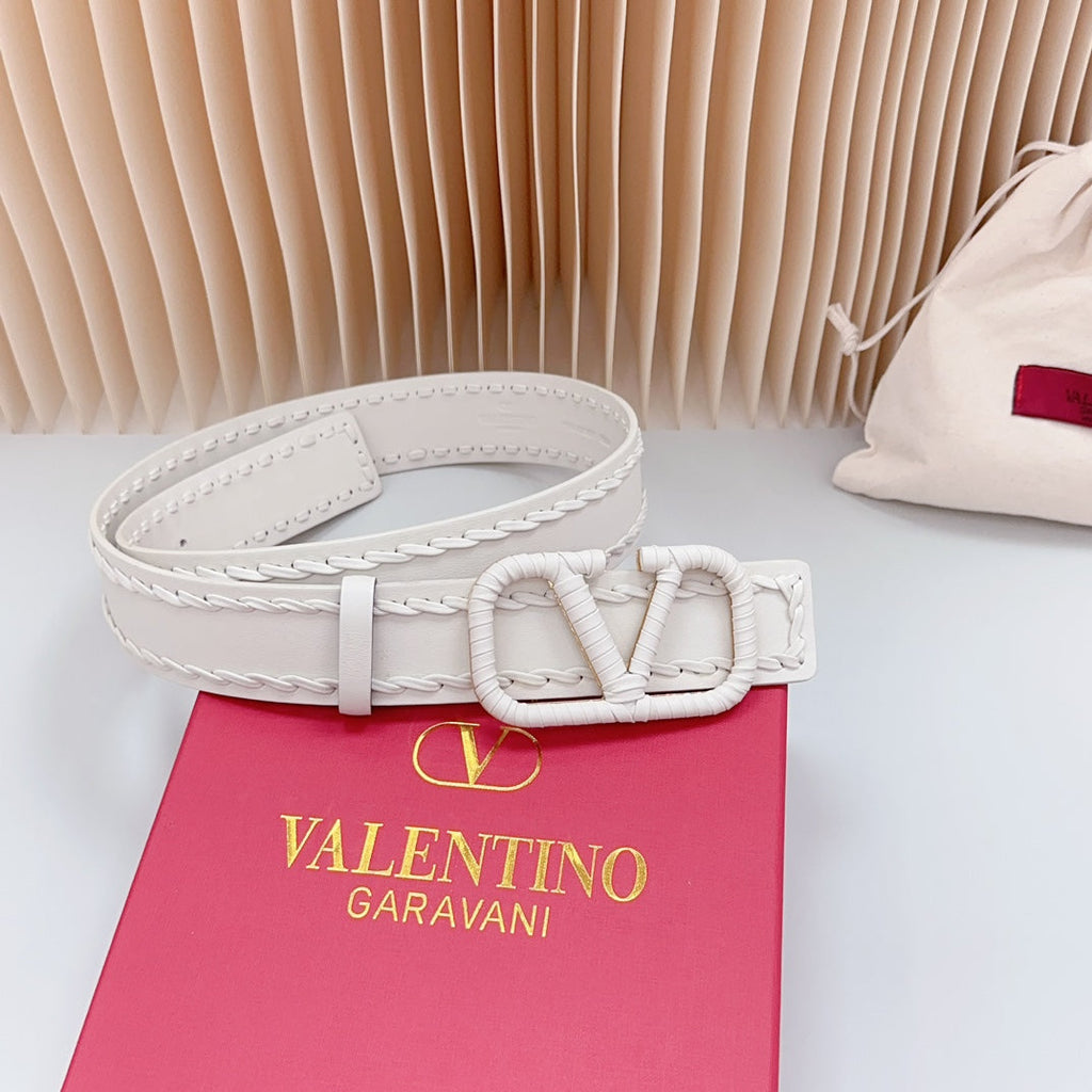 Vlogo White Leather Buckle 40mm White