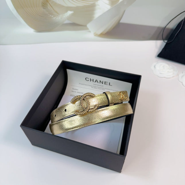 CC BELT 20 MM IN GOLDEN CALFSKIN WITH GOLD HARDWARE