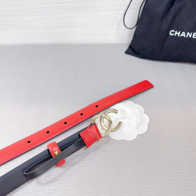 CC BELT 20 MM IN CRIMSON RED SMOOTH CALFSKIN GOLD HARDWARE ATTACH RHINSTONE