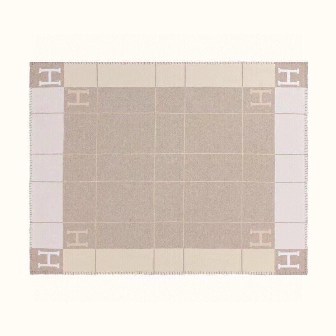 AVALON III THROW BLANKET 175 CM IN KHAKI BROWN WOOL AND CASHMERE 351745