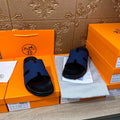 HM IZMIR SLIPPER NAVY CALFSKIN