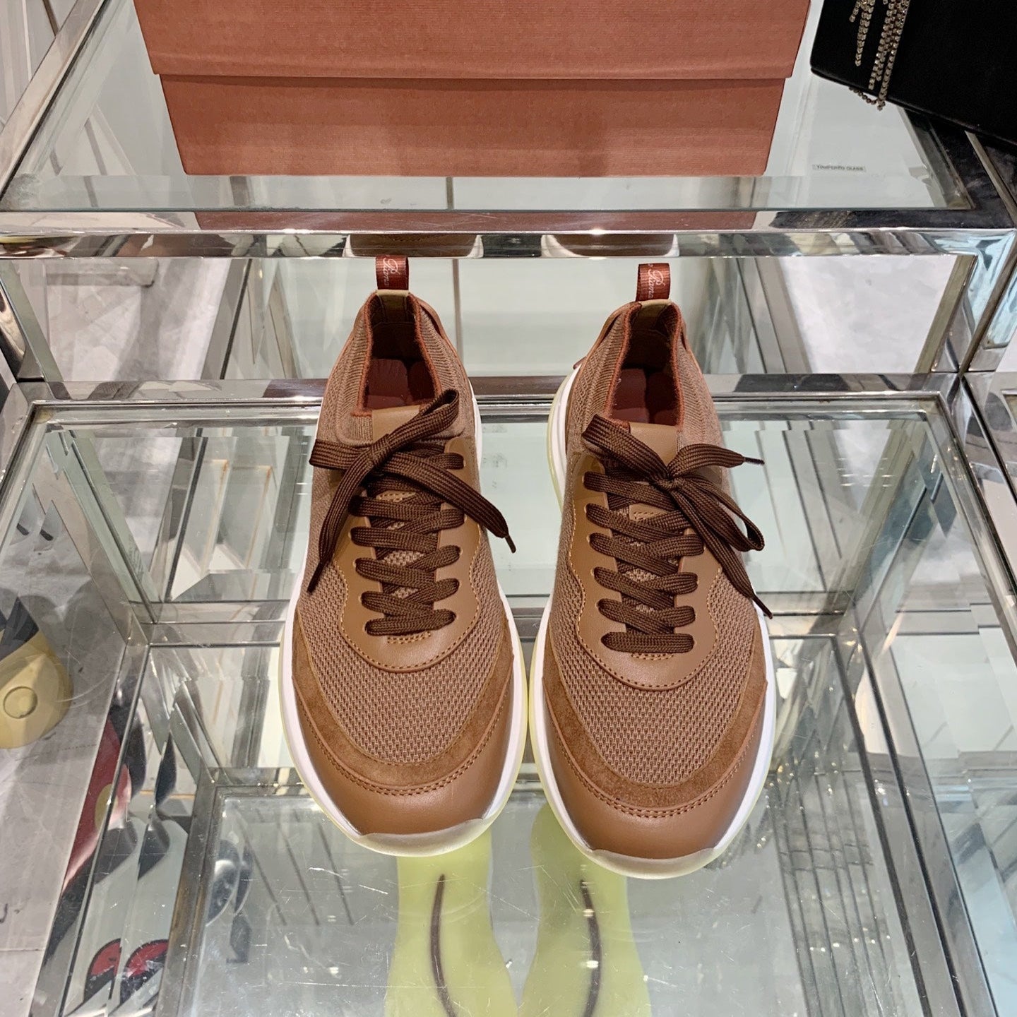 SNEAKER IN BURNT ORANGE CANVAS MIX SUEDE WITH LAMBSKIN