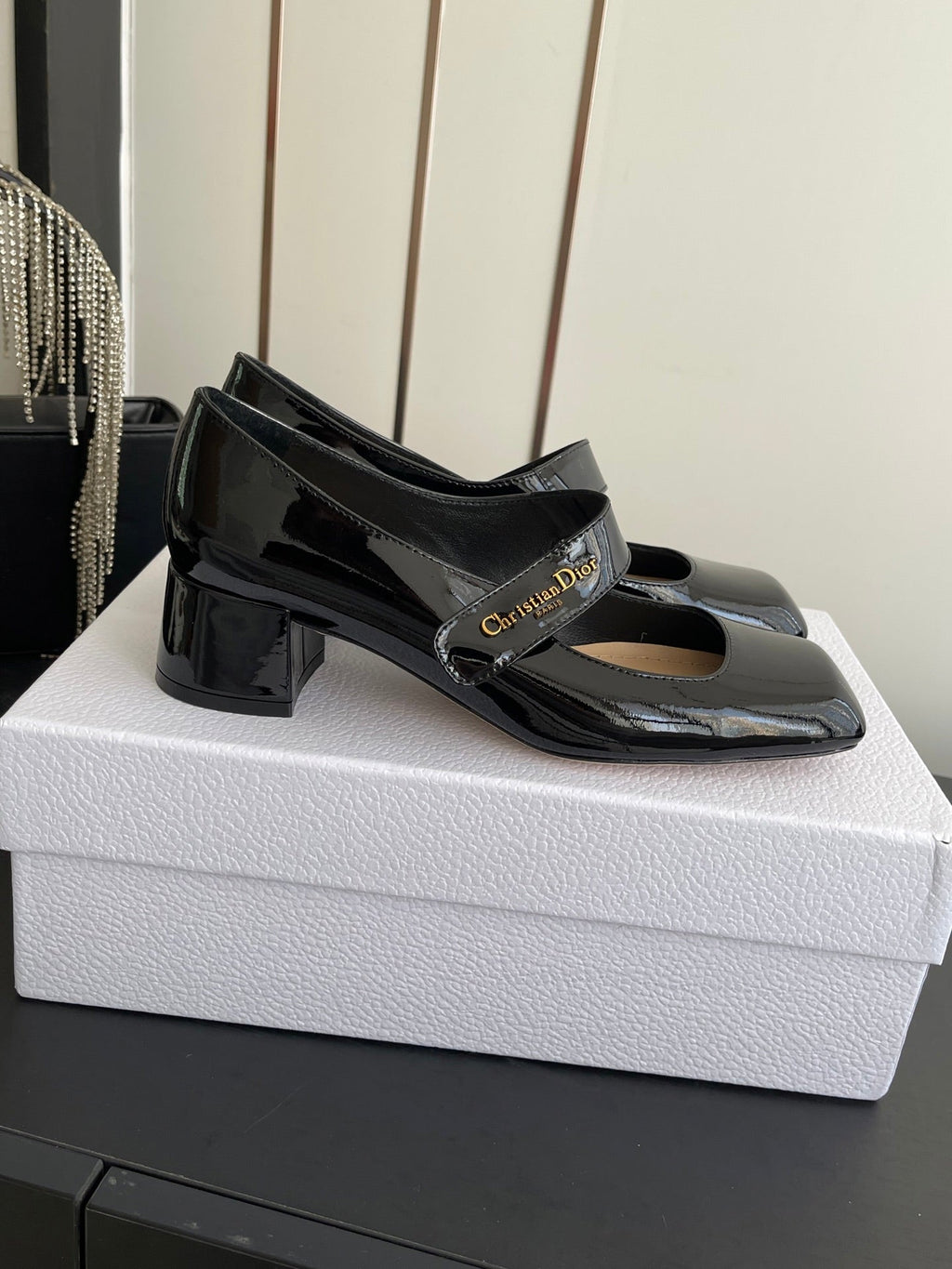 DIOR 26S MARY JANE 45 MM IN BLACK GLOSSY CALFSKIN