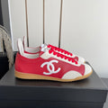 CHANEL LOW-TOP SNEAKERS IN RED CALFSKIN MIX SUEDE