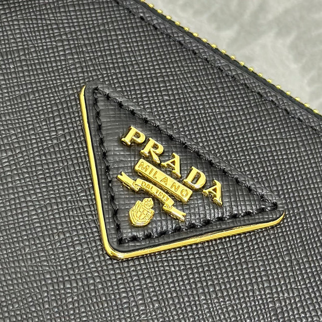 PRADA 25S GALLERIA LARGE BAG 28 IN BLACK CALFSKIN GOLD HARDWARE