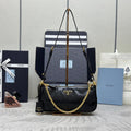 PRADA 26S SHOULDER BAG 11.5 IN BLACK CALFSKIN GOLD HARDWARE