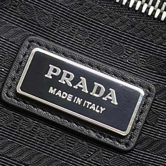 PRADA 25S SHOULDER STRAP BAG 26 IN BLACK CALFSKIN SILVER HARDWARE