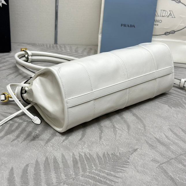 PRADA BONNIE MEDIUM HANDBAG 32 IN CREAM GLOSSY CALFSKIN