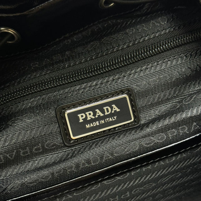 PRADA 25S BACKPACK 45 IN BLACK GLOSSY CALFSKIN SILVER HARDWARE
