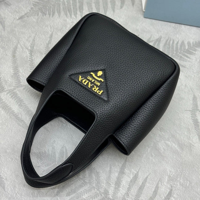 PRADA 25S TOTE MINI BAG 18 IN BLACK CALFSKIN GOLD HARDWARE