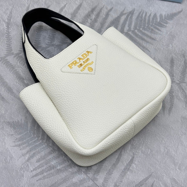 PRADA 25S TOTE MINI BAG 18 IN IVORY CALFSKIN GOLD HARDWARE