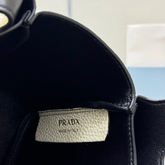 PRADA 25S TOTE MINI BAG 18 IN IVORY CALFSKIN GOLD HARDWARE