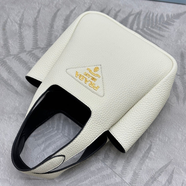 PRADA 25S TOTE MINI BAG 18 IN IVORY CALFSKIN GOLD HARDWARE
