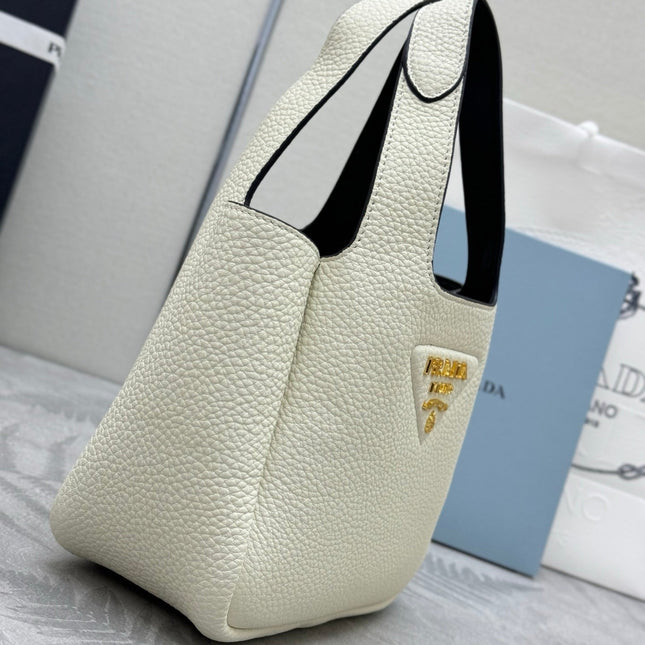 PRADA 25S TOTE MINI BAG 18 IN IVORY CALFSKIN GOLD HARDWARE