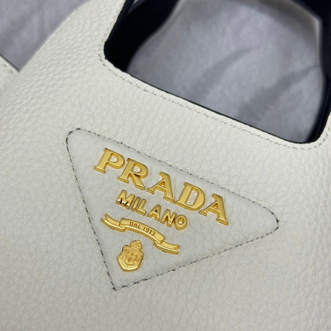 PRADA 25S TOTE MINI BAG 18 IN IVORY CALFSKIN GOLD HARDWARE