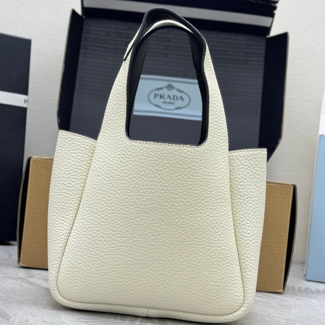 PRADA 25S TOTE MINI BAG 18 IN IVORY CALFSKIN GOLD HARDWARE