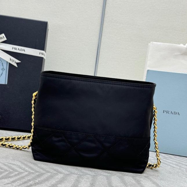 PRADA 25S CROSSBODY BAG 21 IN BLACK NYLON GOLD HARDWARE
