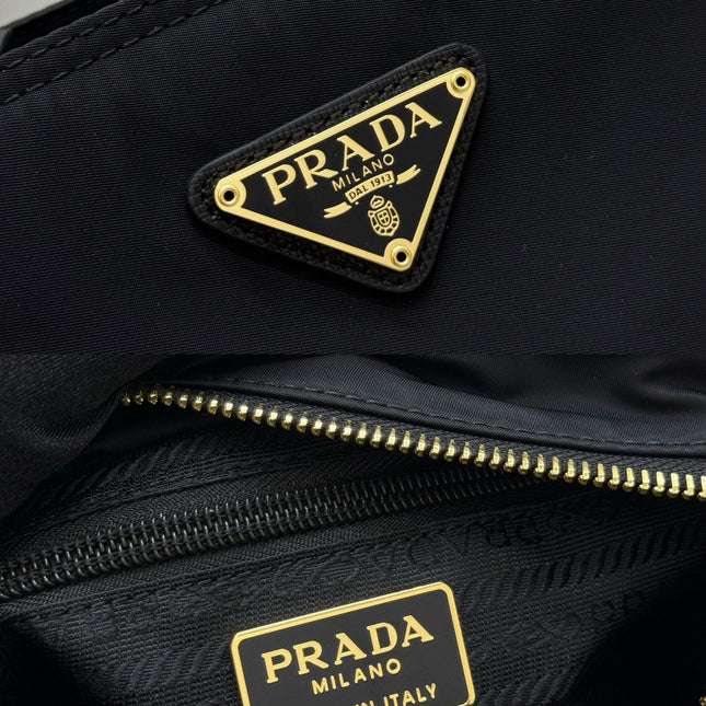 PRADA 25S CROSSBODY BAG 21 IN BLACK NYLON GOLD HARDWARE