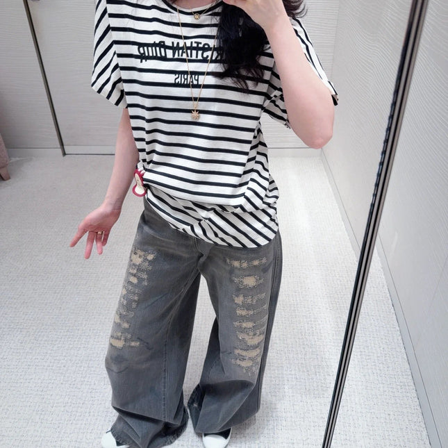 DIOR 25S RIPPED WIDE-LEG PANTS 706