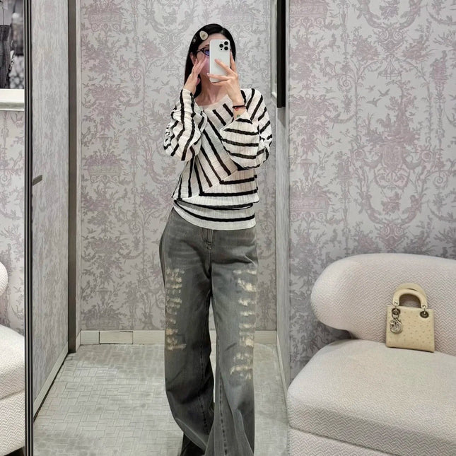 DIOR 25S RIPPED WIDE-LEG PANTS 706