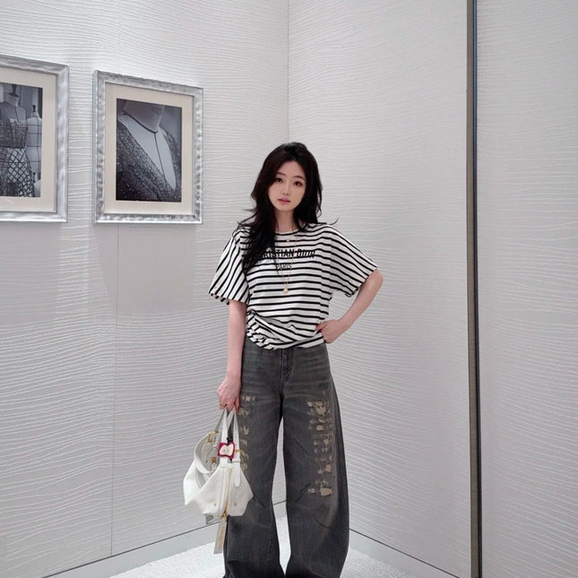 DIOR 25S RIPPED WIDE-LEG PANTS 706