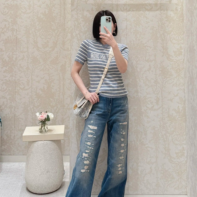 DIOR 25S RIPPED WIDE-LEG PANTS 705